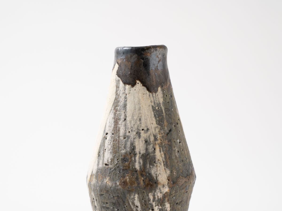 泥彩刷毛目花器【平井悠一】