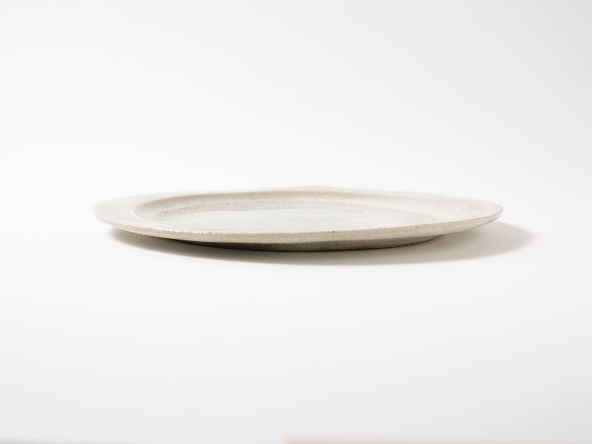 リムプレート 8寸 白抹茶【藤原志鈴香】