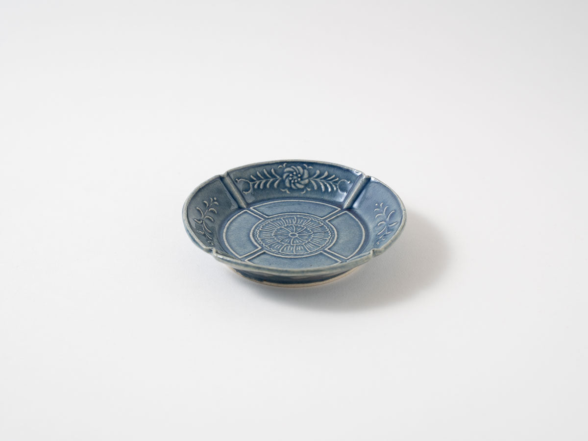 懐石 染付 輪花 牛上笛吹童子紋 皿 九枚(K-XA834) 懐石 染付 輪花 牛上笛吹童子紋 皿 九枚(K-XA834) 懐石 染付 輪