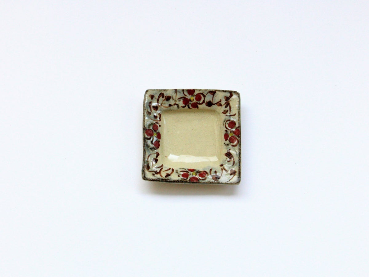 Annan red 2-inch square plate [Masaaki Hibino]