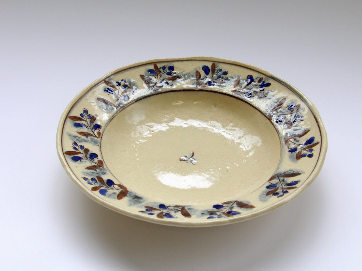 Annan blue ethnic 7.5 inch rim bowl [Masaaki Hibino]