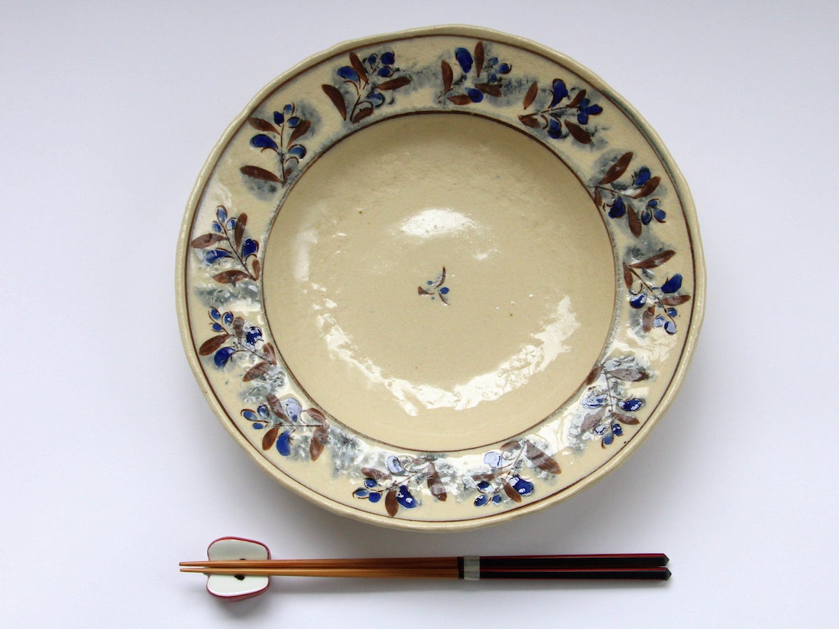 Annan blue ethnic 7.5 inch rim bowl [Masaaki Hibino]