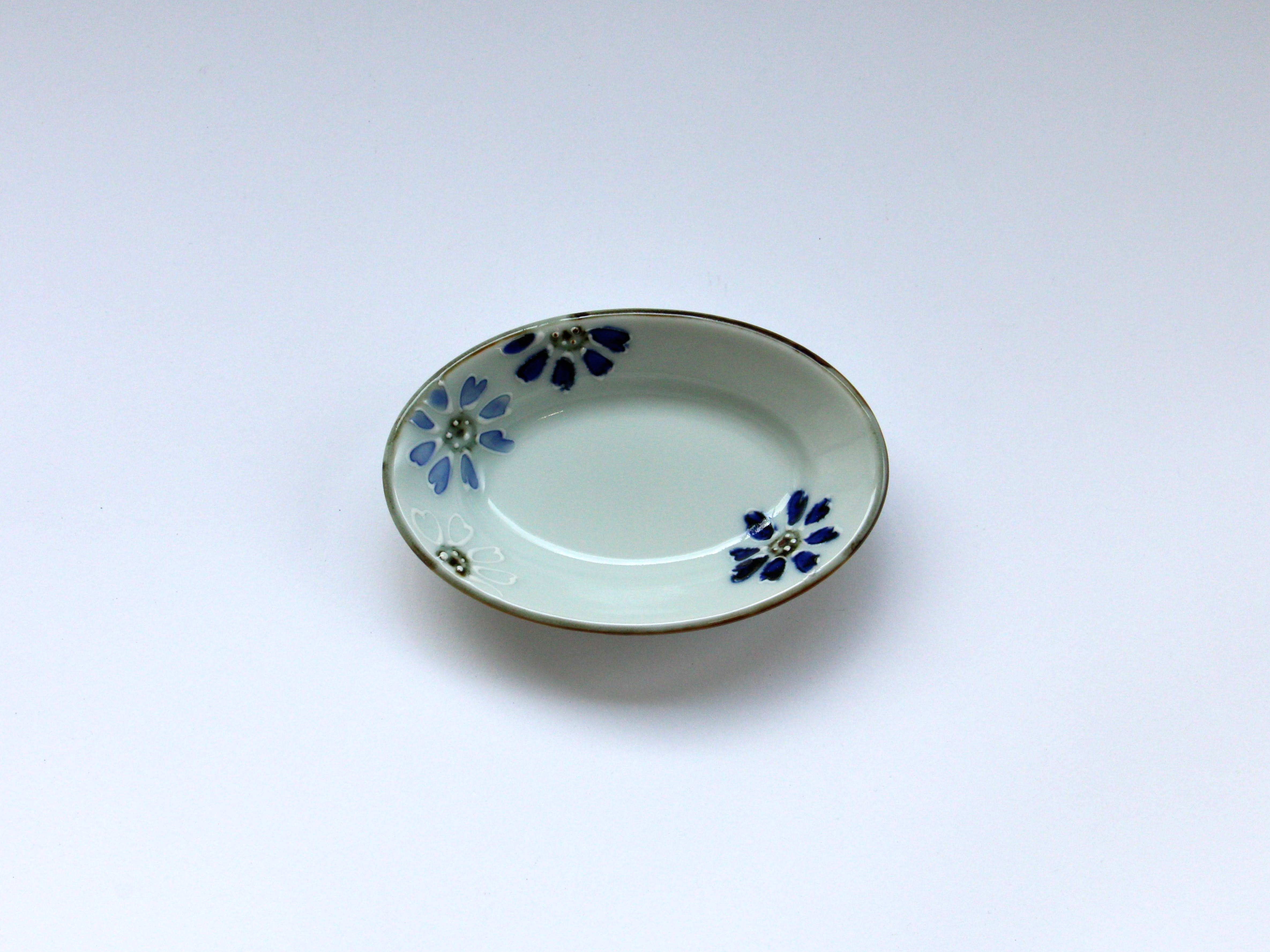 Ichichi Small Flower Chirashi Oval Bowl Small [Tokushichigama]