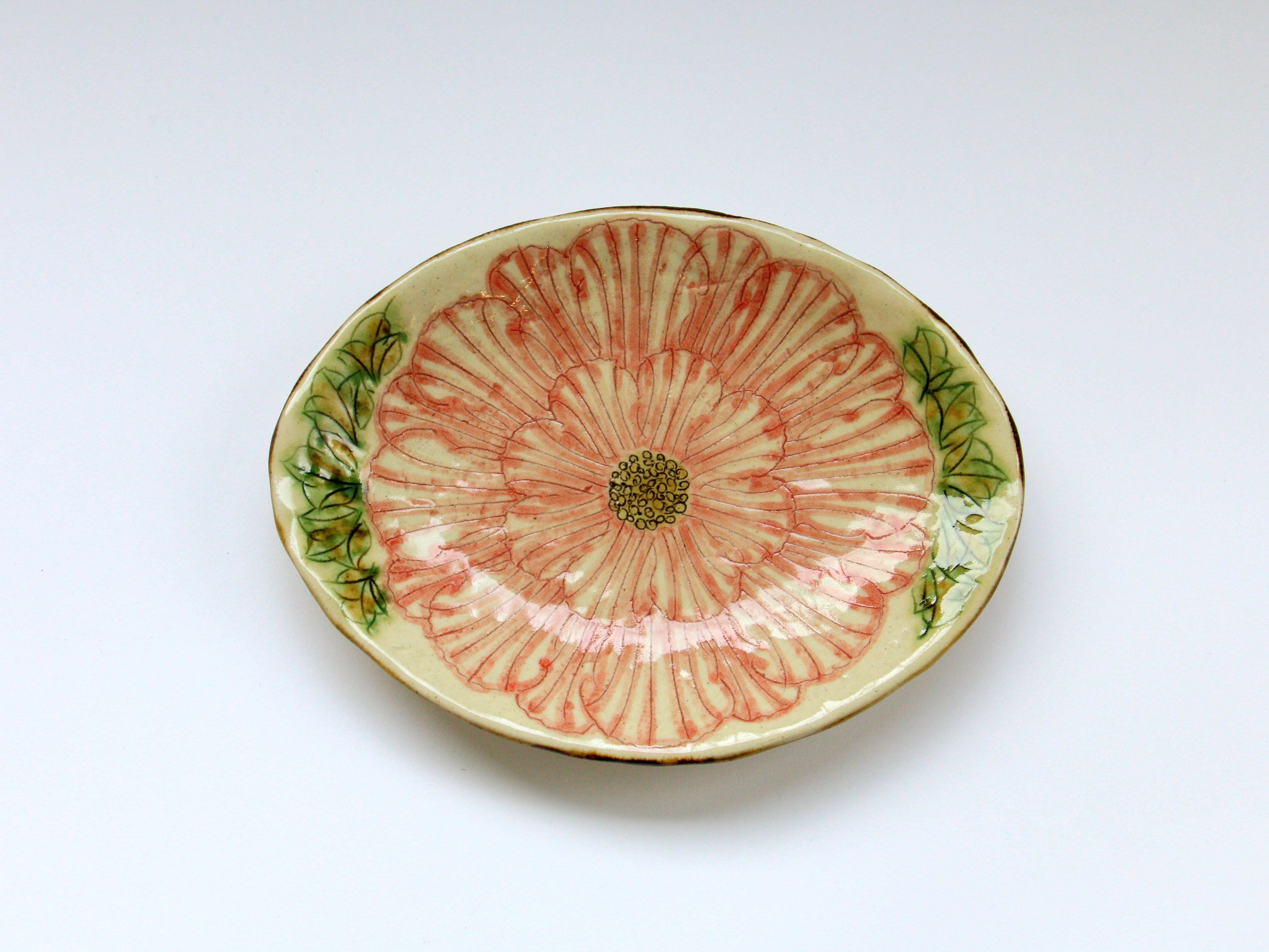 Peony flower oval plate [Kato Kohei]