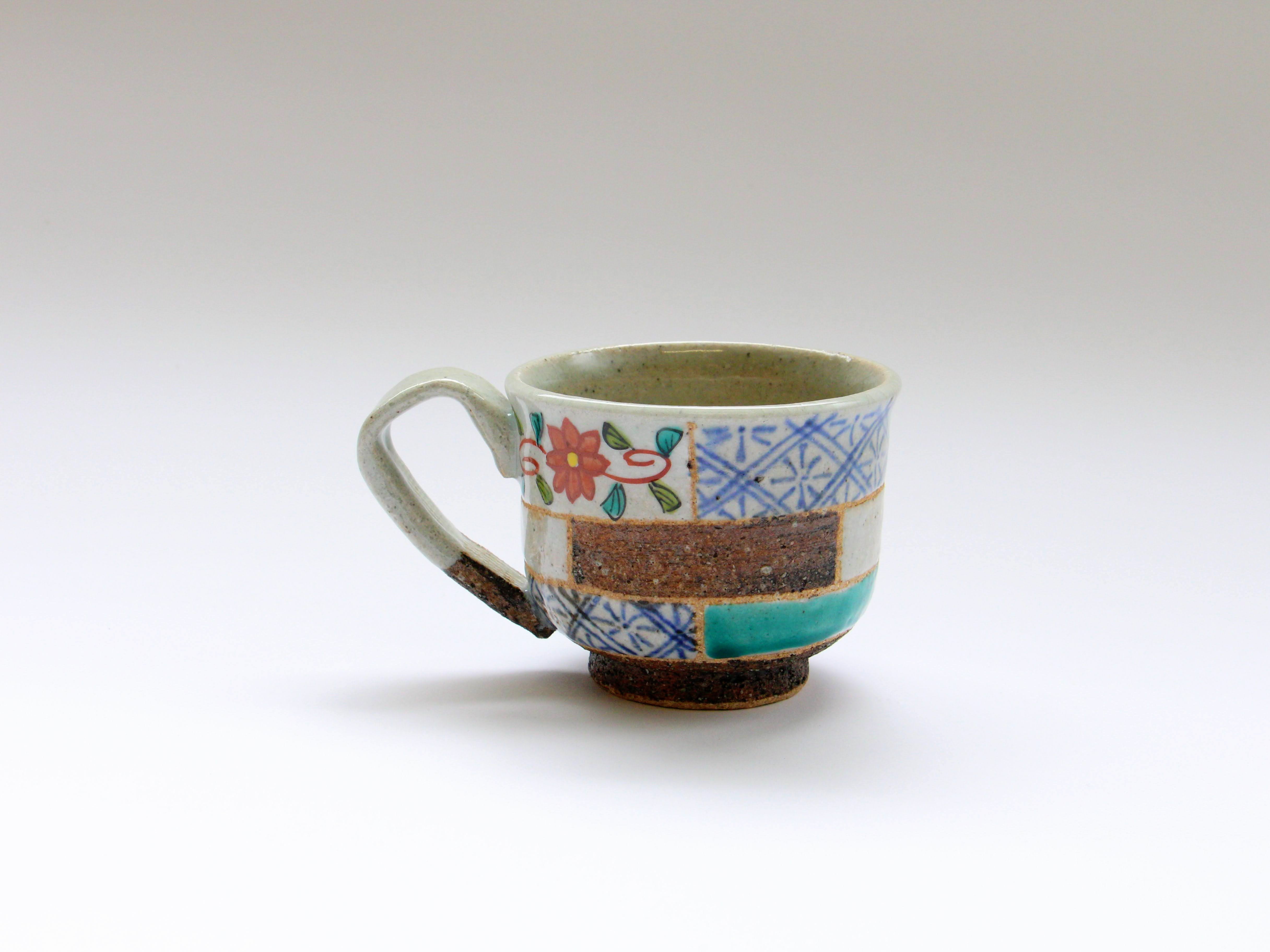 Frame pattern coffee cup green [Kosaigama]