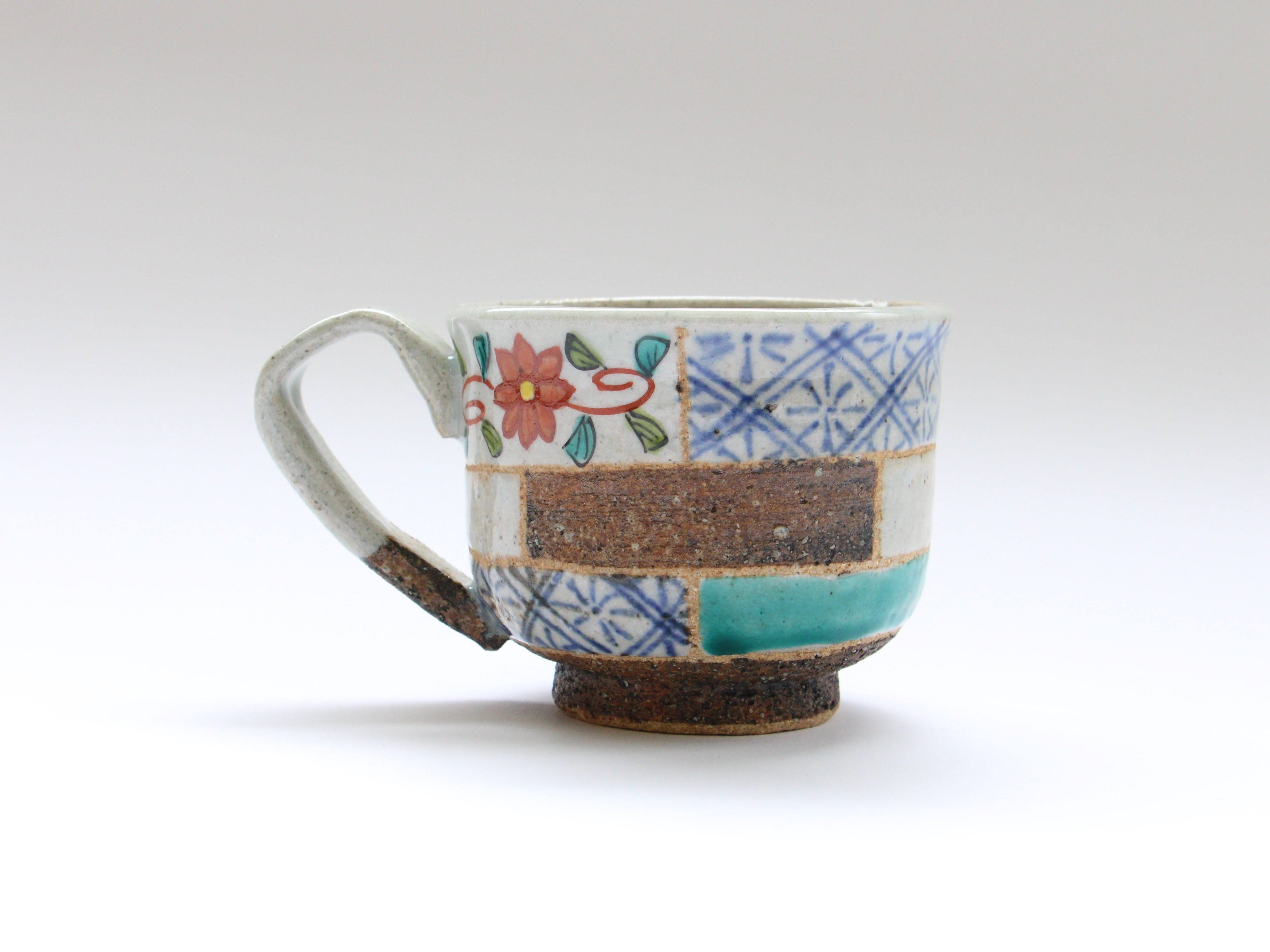 Frame pattern coffee cup green [Kosaigama]