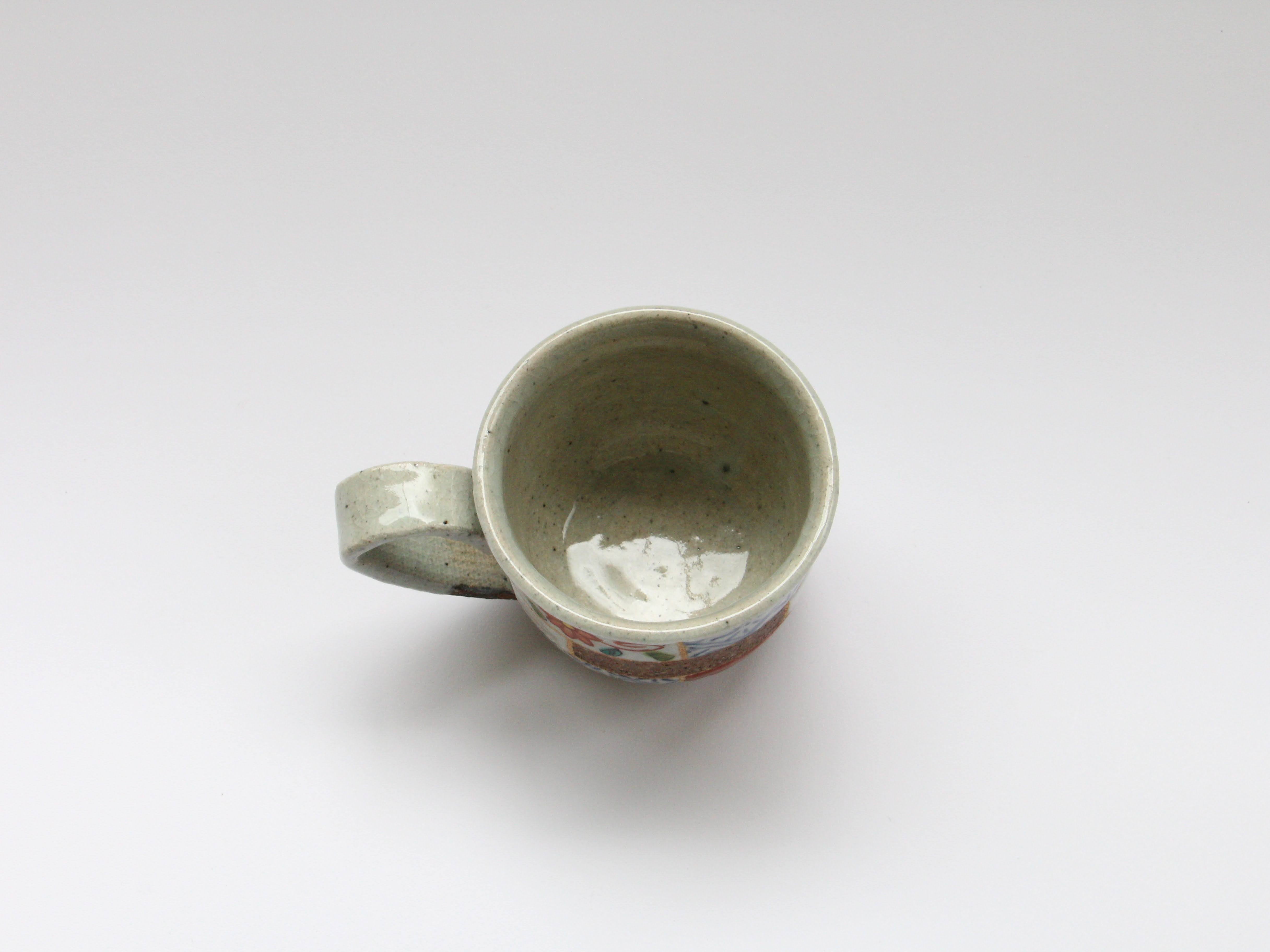 Frame pattern coffee cup red [Kosaigama]