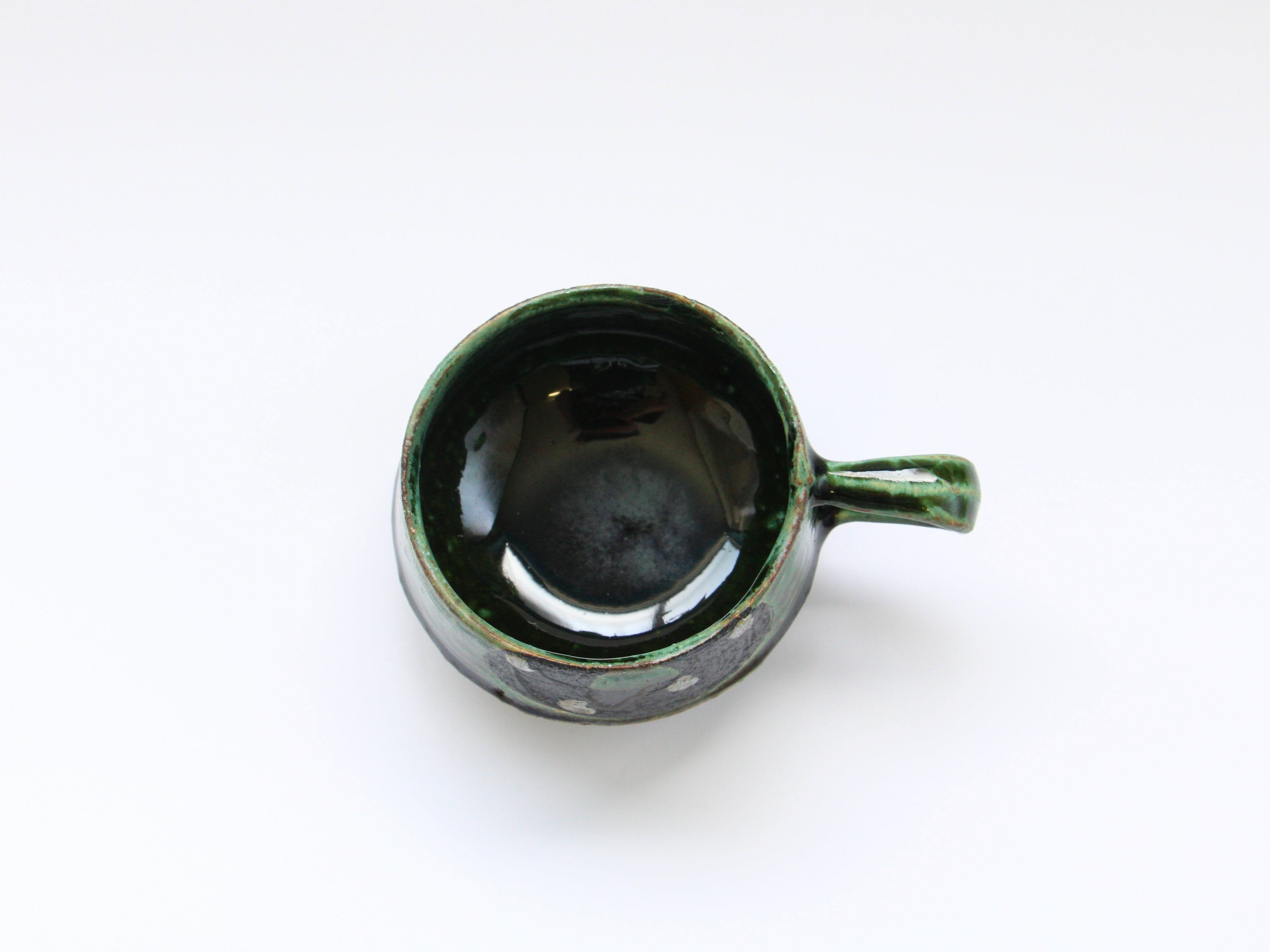 Oribe black white dot flat mug [Kazuhito Yamamoto]