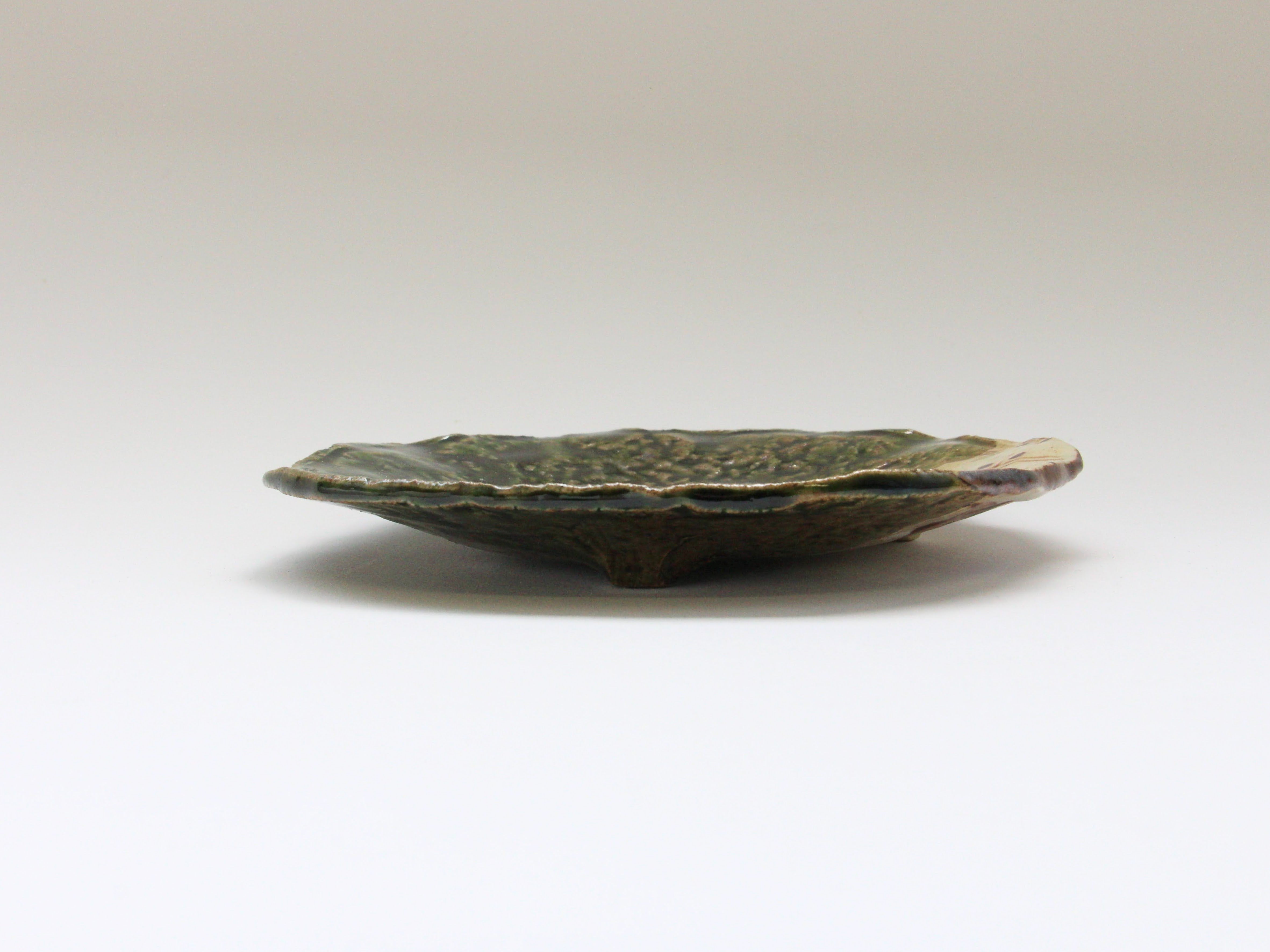 織部点格子5.5寸丸皿【君波延昌】