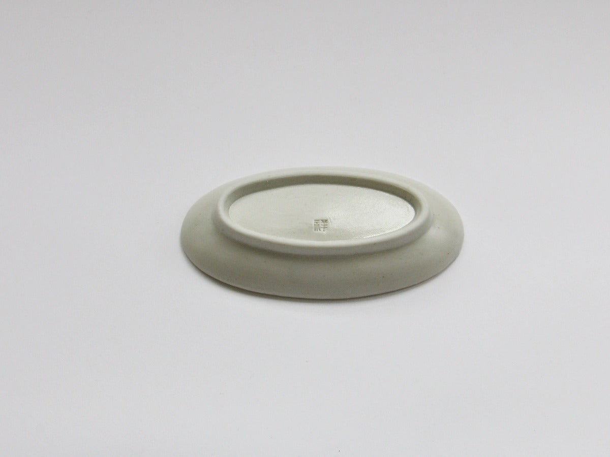 梨地彫り幾何紋楕円長小皿【田森陶園】