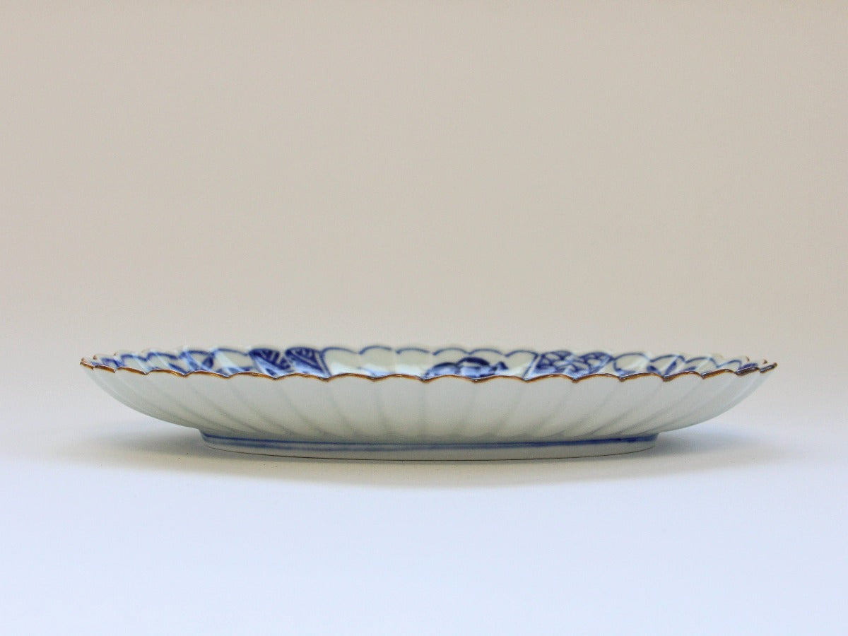 Fuchisabi Fuyo hand oval plate [Ken Kaji porcelain]