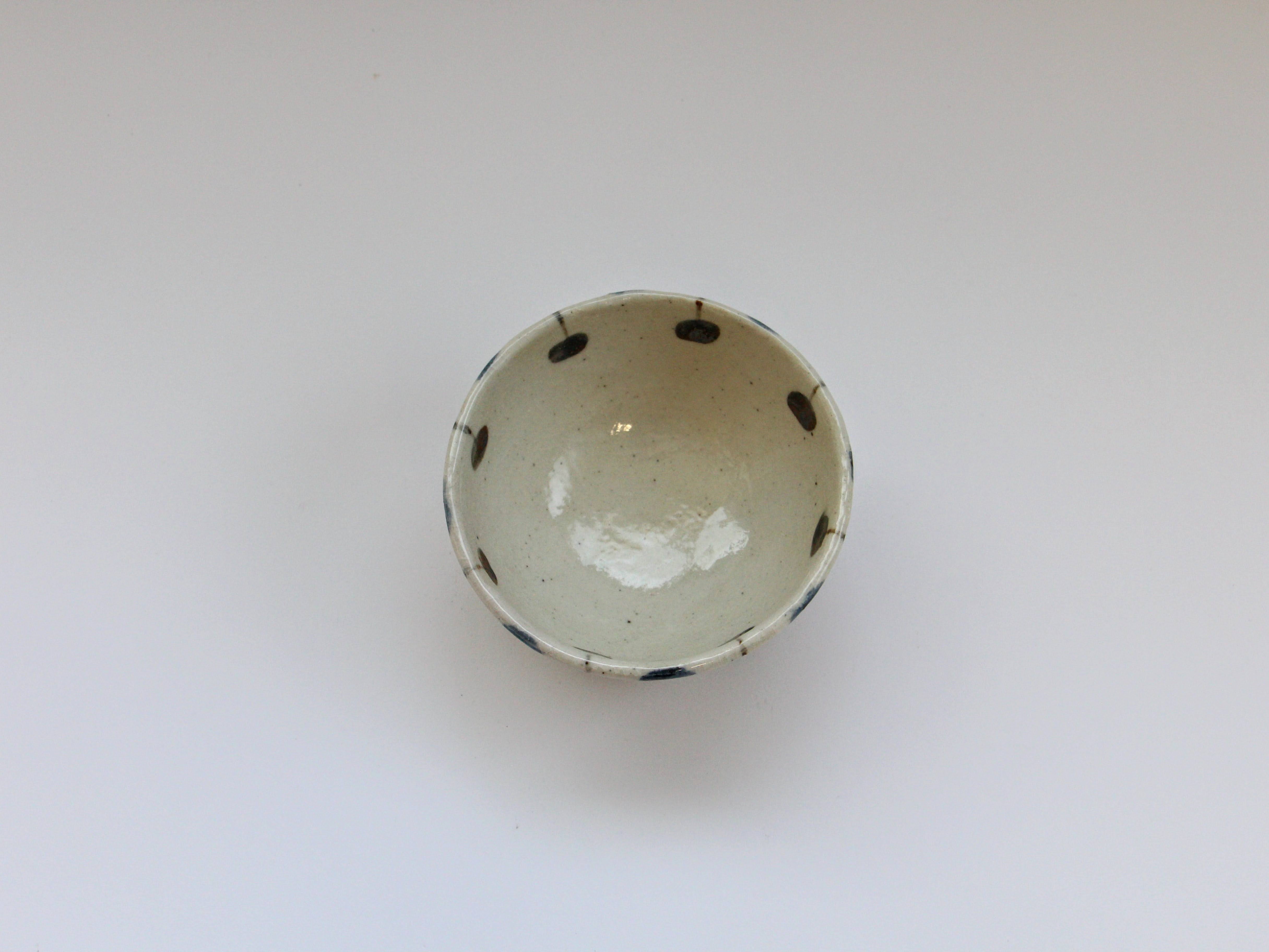 織部玉すだれ内白飯碗【中垣連次】