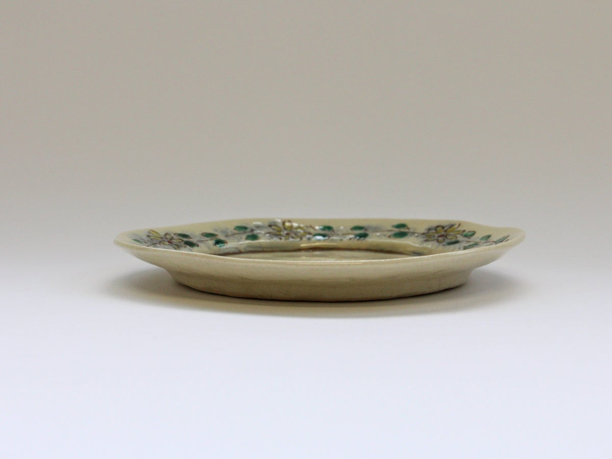 Annabuchi Yellow Flower Connecting 6-inch flat plate [Masaaki Hibino]