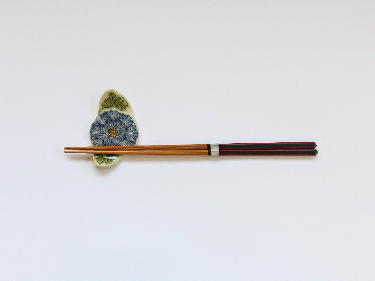 Peony flower chopstick rest blue [Kato Kohei]