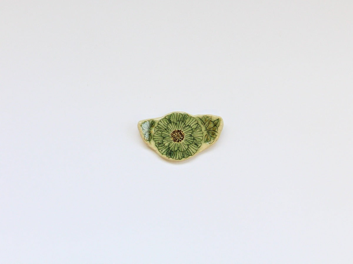 Peony flower chopstick rest green [Kato Kohei]