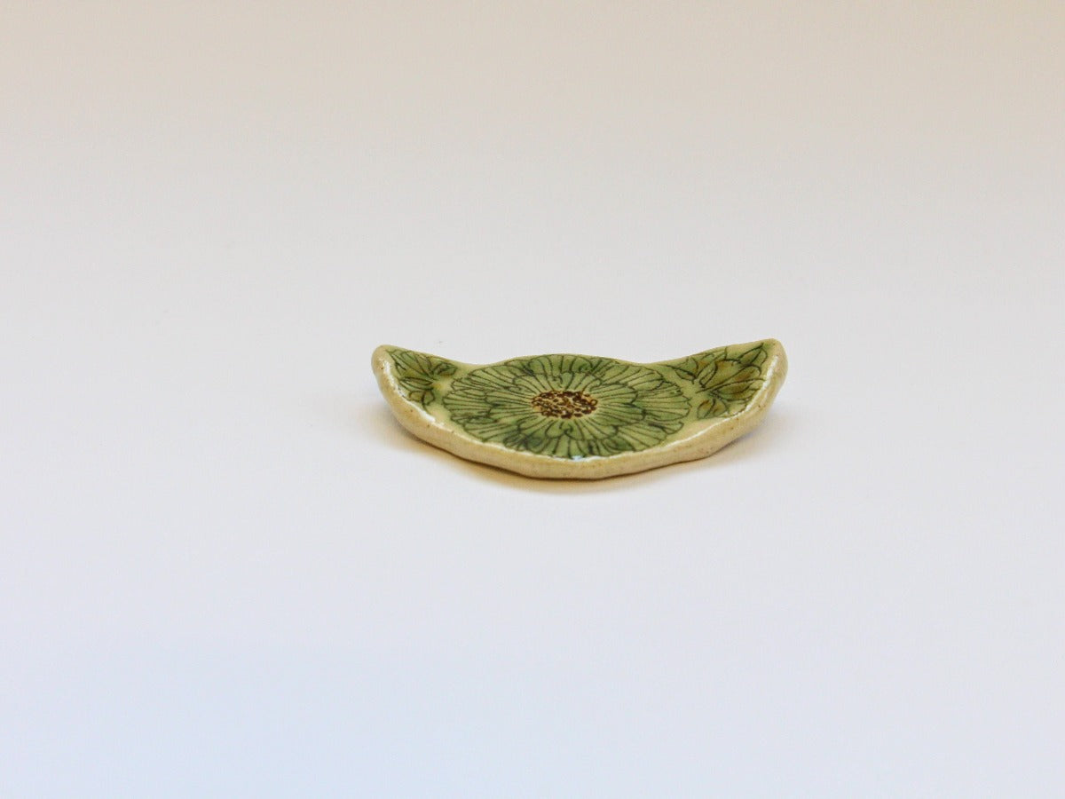 Peony flower chopstick rest green [Kato Kohei]