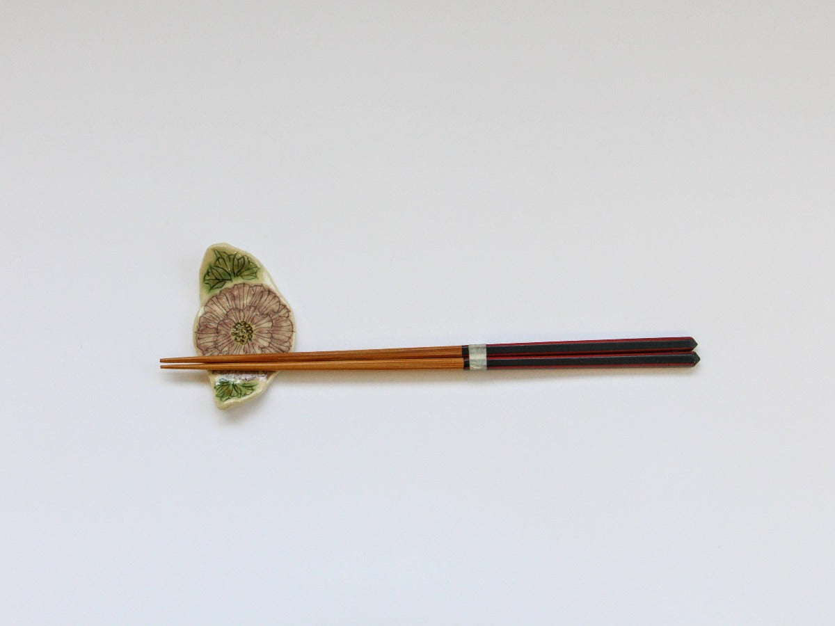 Peony flower chopstick rest purple [Kato Kohei]
