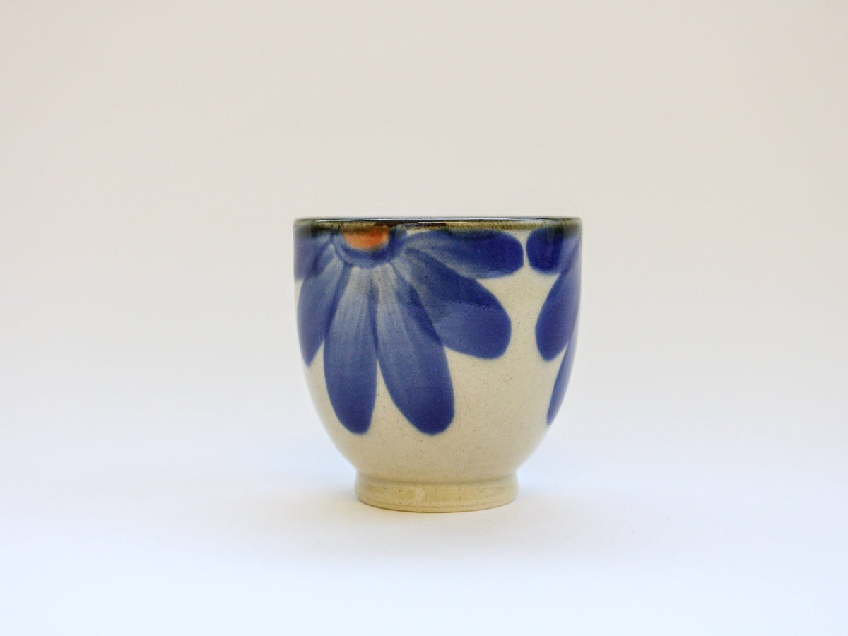 藍花コップ 青【長十郎窯】