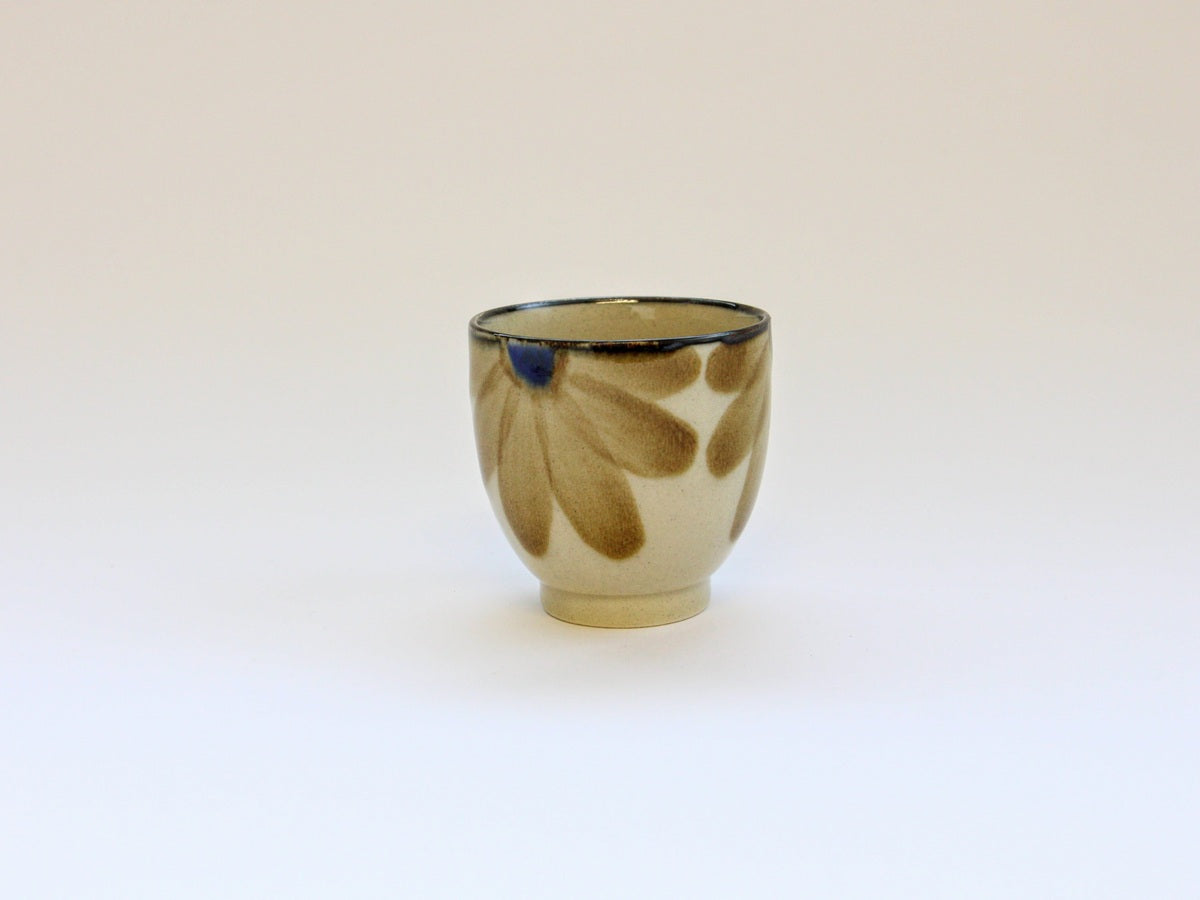 藍花コップ 茶【長十郎窯】