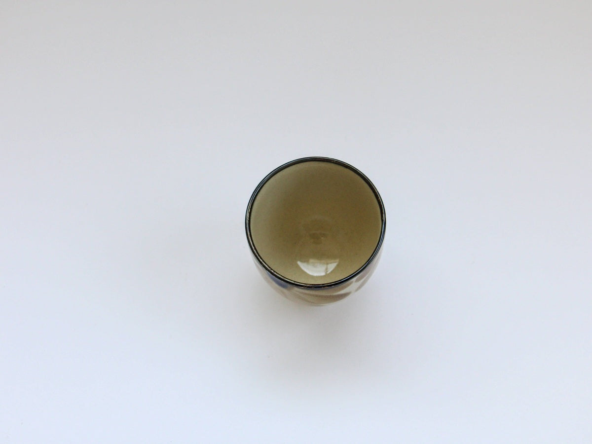 藍花コップ 茶【長十郎窯】
