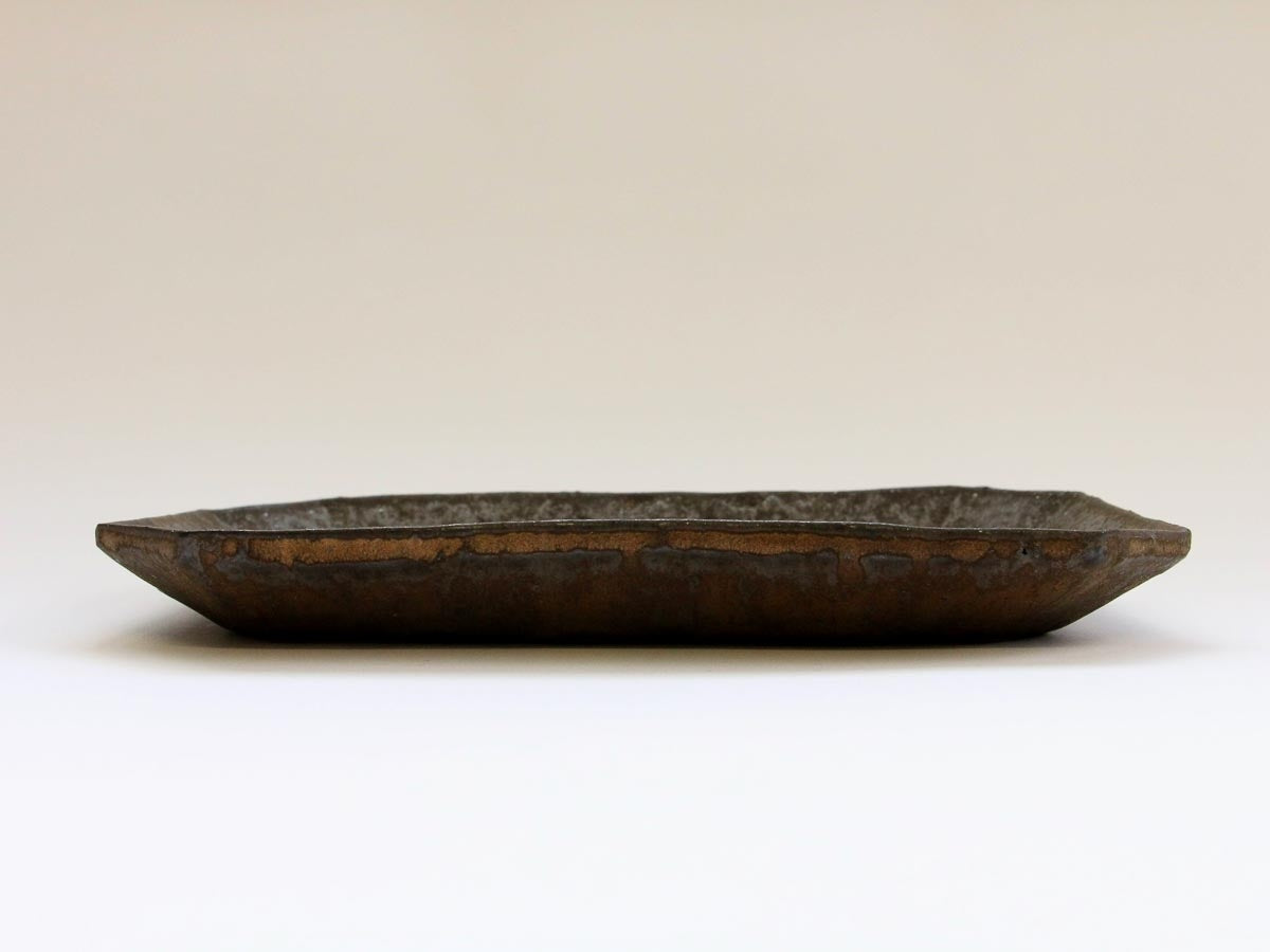 大原拓也さん　アンティークゴールド八角長角皿　2枚【未使用】 アンティークゴールド八角長角皿 中【大原拓也】