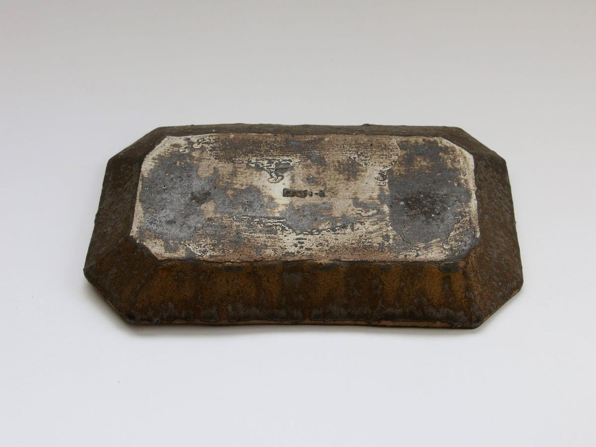 大原拓也さん　アンティークゴールド八角長角皿　2枚【未使用】 アンティークゴールド八角長角皿 中【大原拓也】