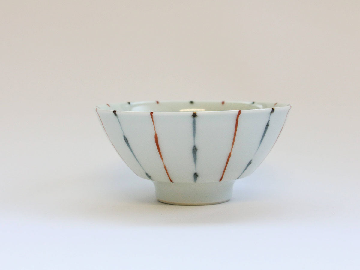 二色細十草赤飯碗 小【田森陶園】