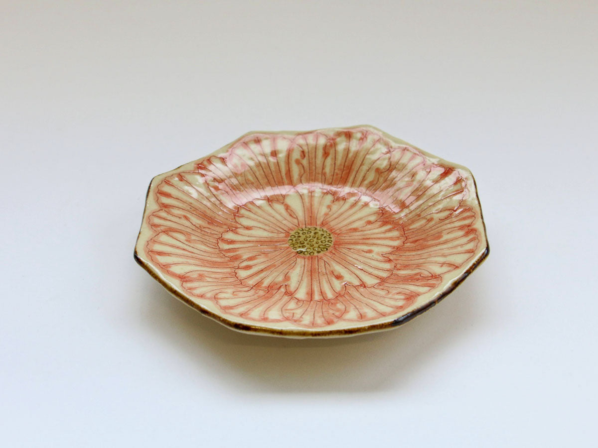 牡丹花八角銘々皿【加藤芳平】