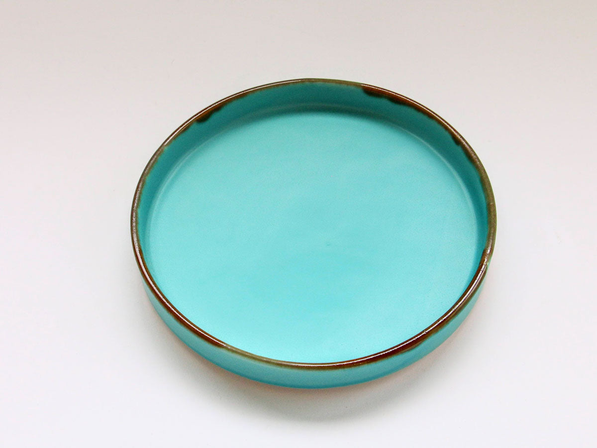 ターコイズブルー切立プレート 特大【長十郎窯】