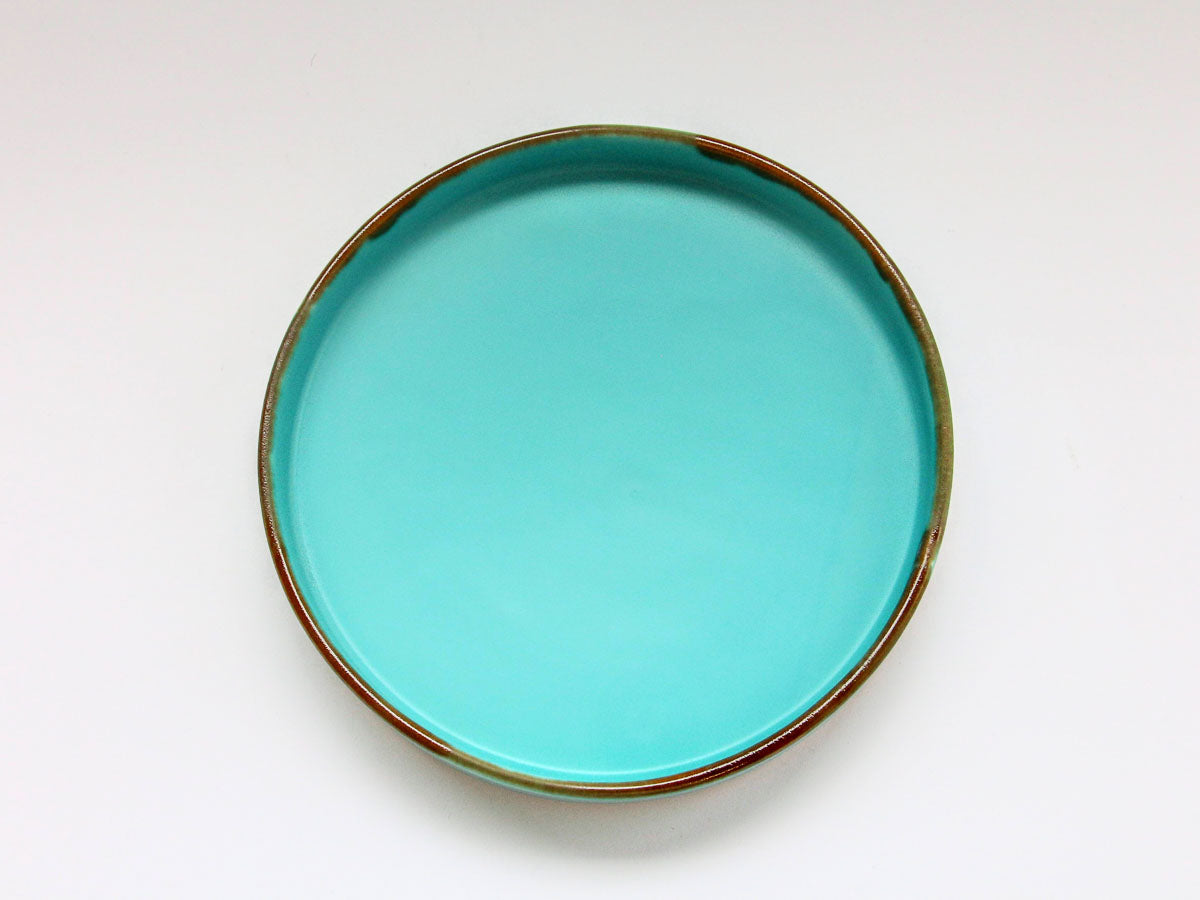 ターコイズブルー切立プレート 特大【長十郎窯】