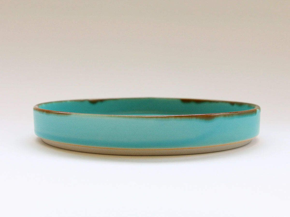 ターコイズブルー切立プレート 特大【長十郎窯】