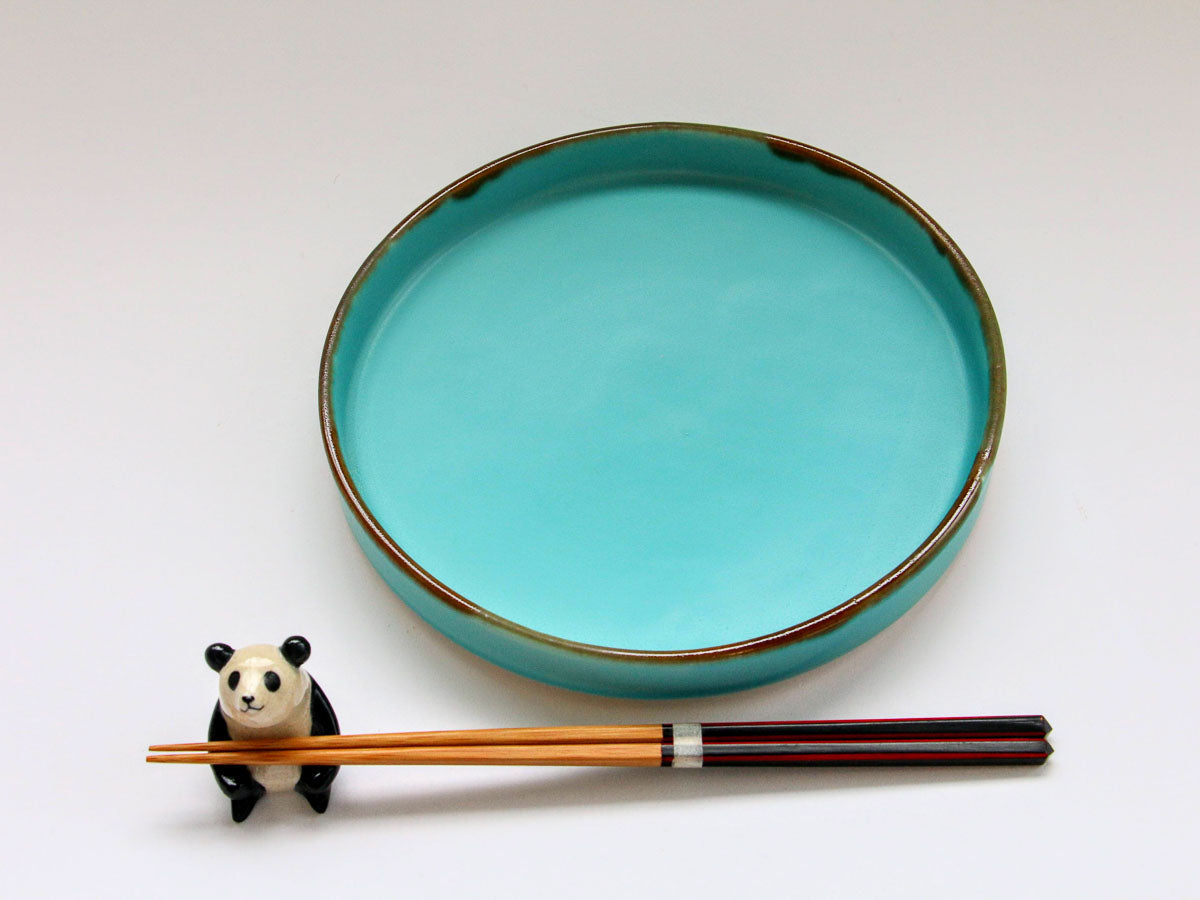 ターコイズブルー切立プレート 特大【長十郎窯】