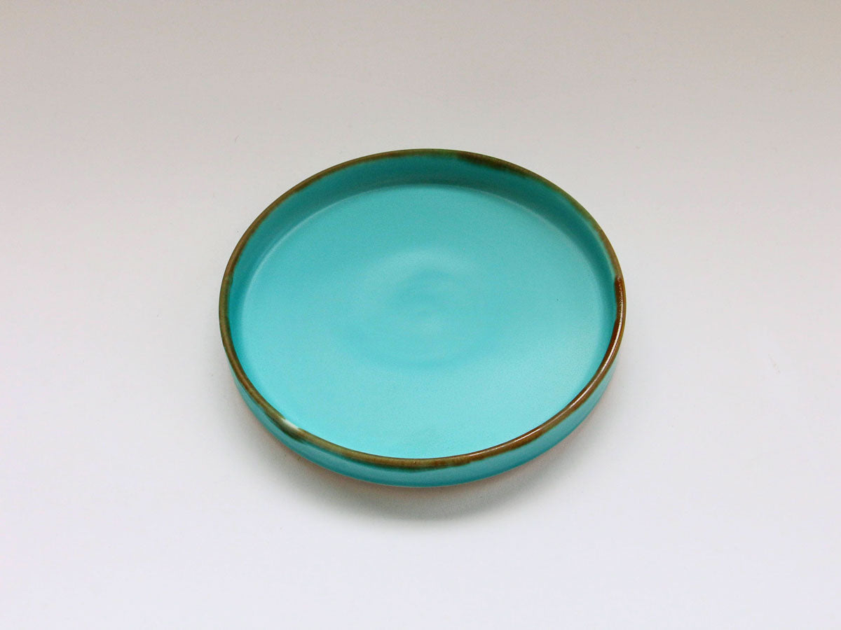ターコイズブルー切立プレート 大【長十郎窯】