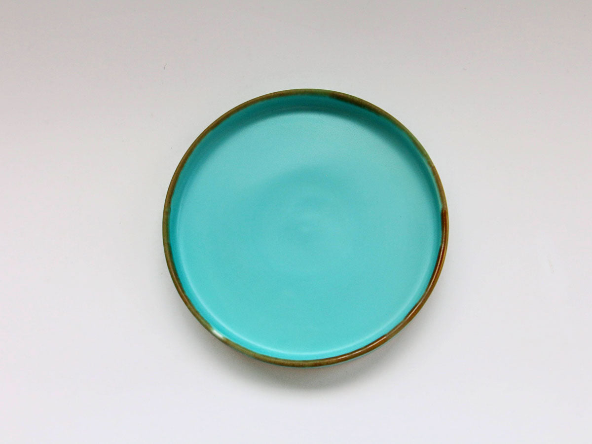 ターコイズブルー切立プレート 大【長十郎窯】