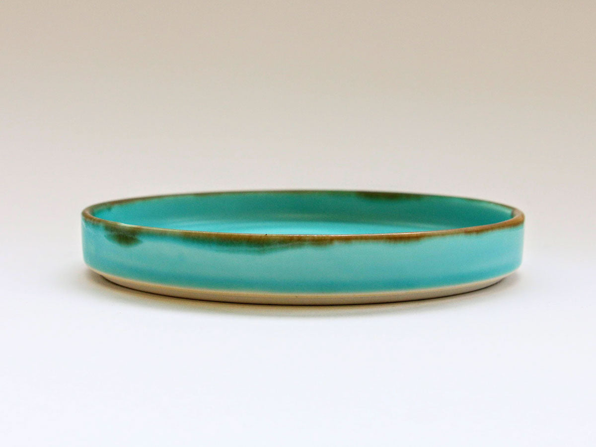 ターコイズブルー切立プレート 大【長十郎窯】