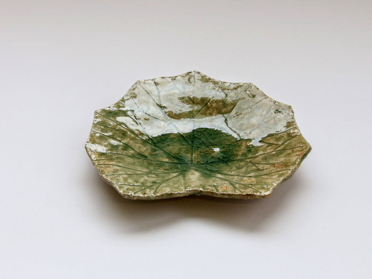 ビードロ蓮の葉皿 小【君波延昌】