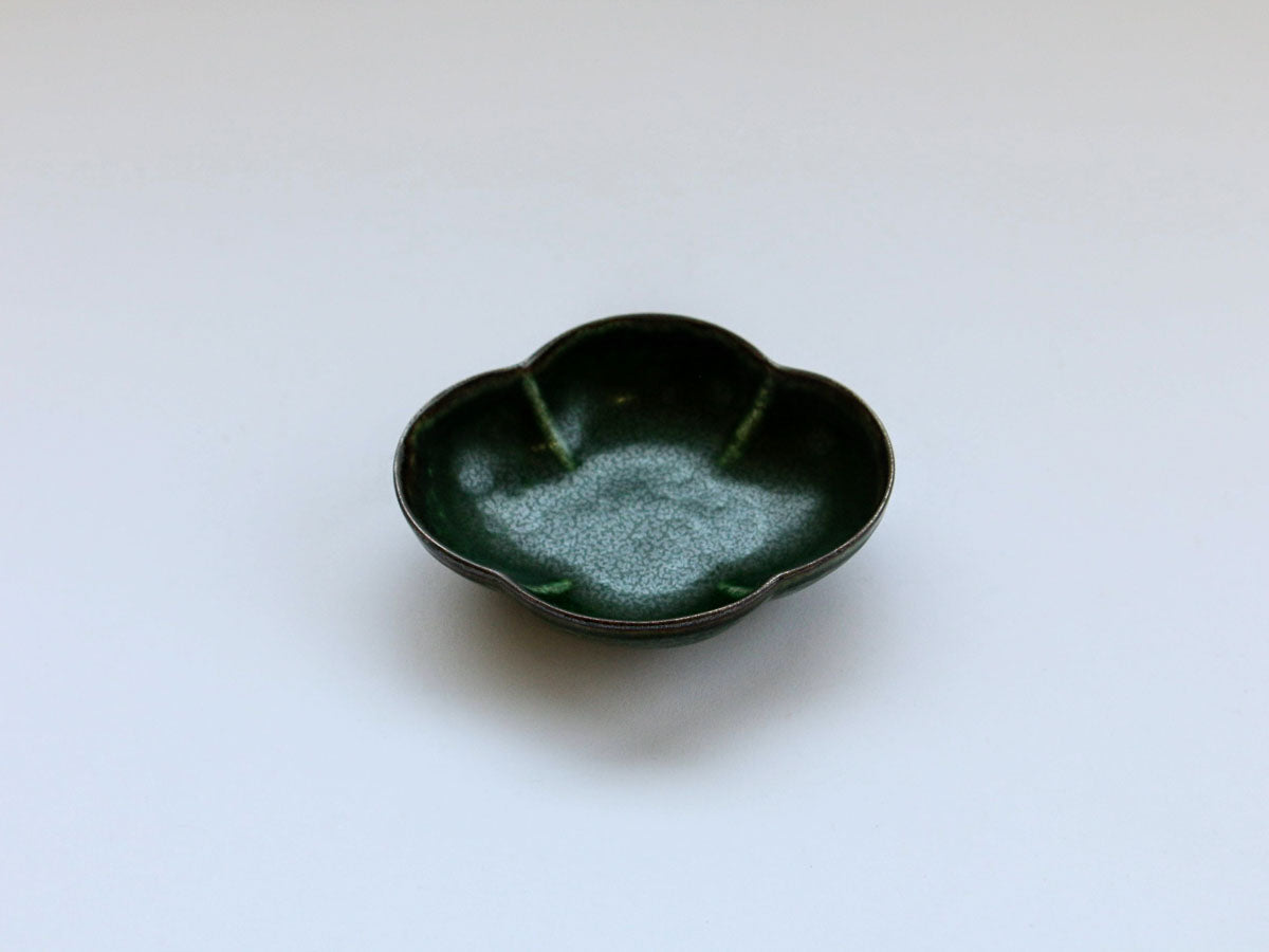 木瓜小付 渕さび深緑釉【皓洋窯】
