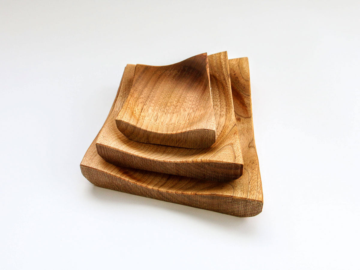 クルミの菱型皿 クリア 小【田口慎介】