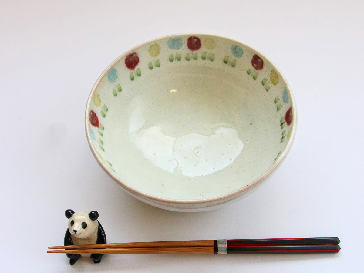 三色花紋5.5寸丸鉢【巌陶房】