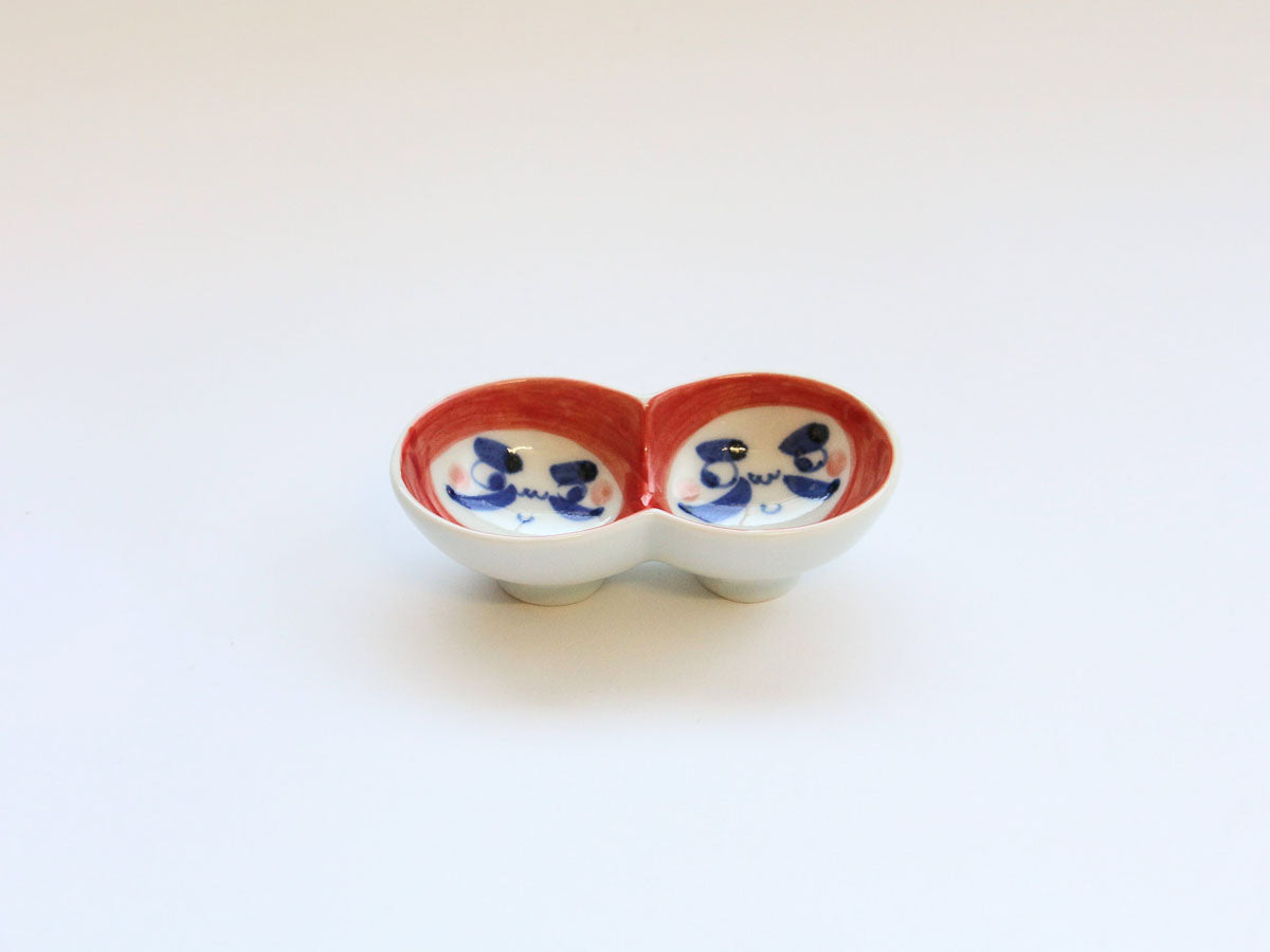 だるま丸々小付 赤【徳七窯】