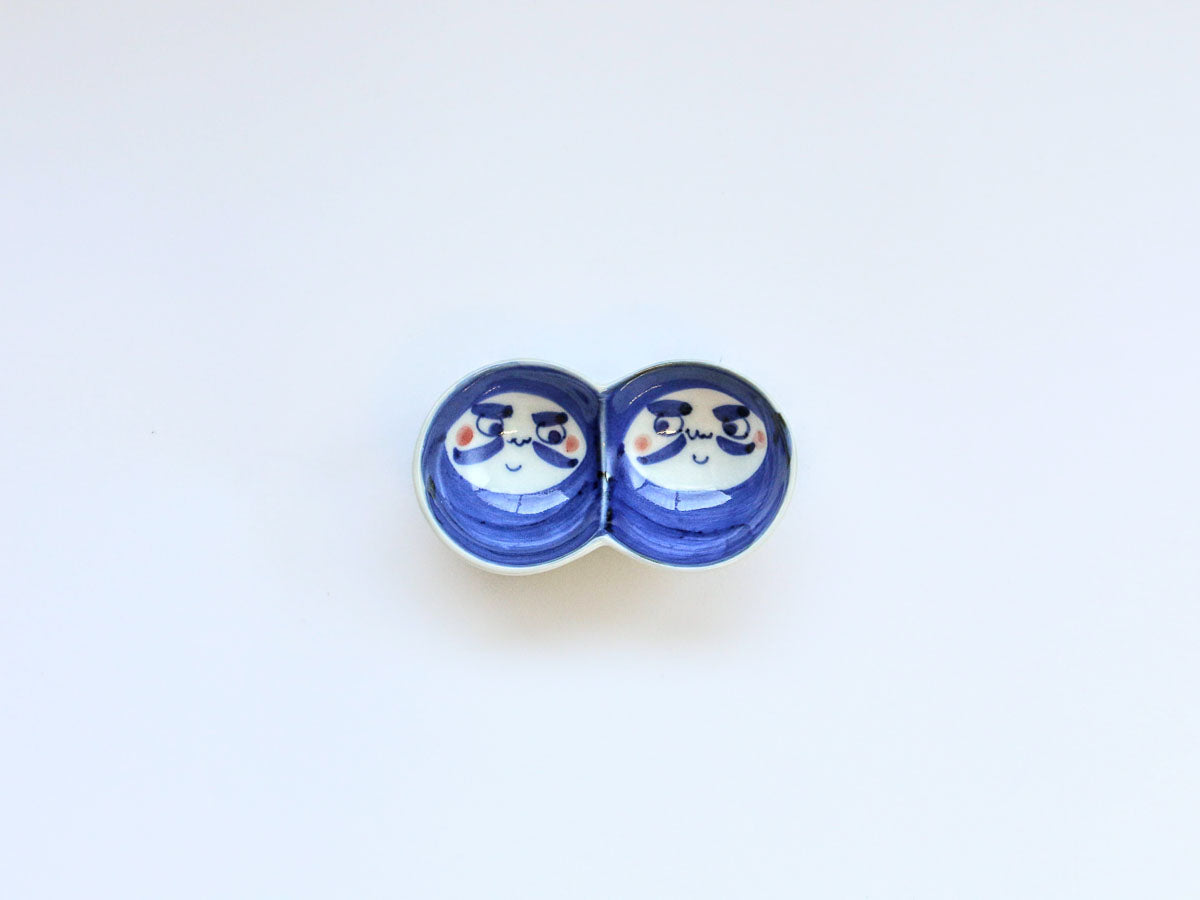 だるま丸々小付 青【徳七窯】