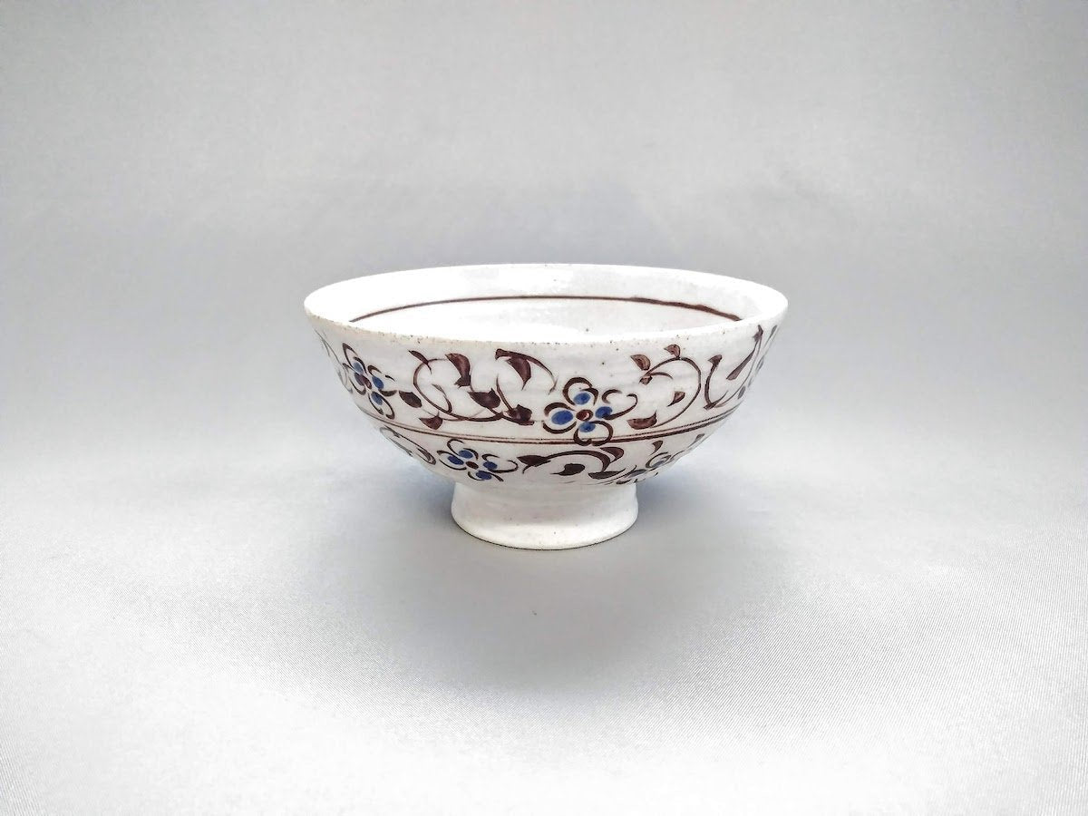 Rust flower arabesque rice bowl blue [Masaaki Hibino]