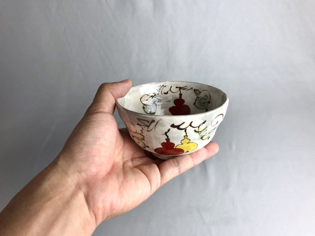 Six gourd rice bowl red [Porcelain Studio Raku]