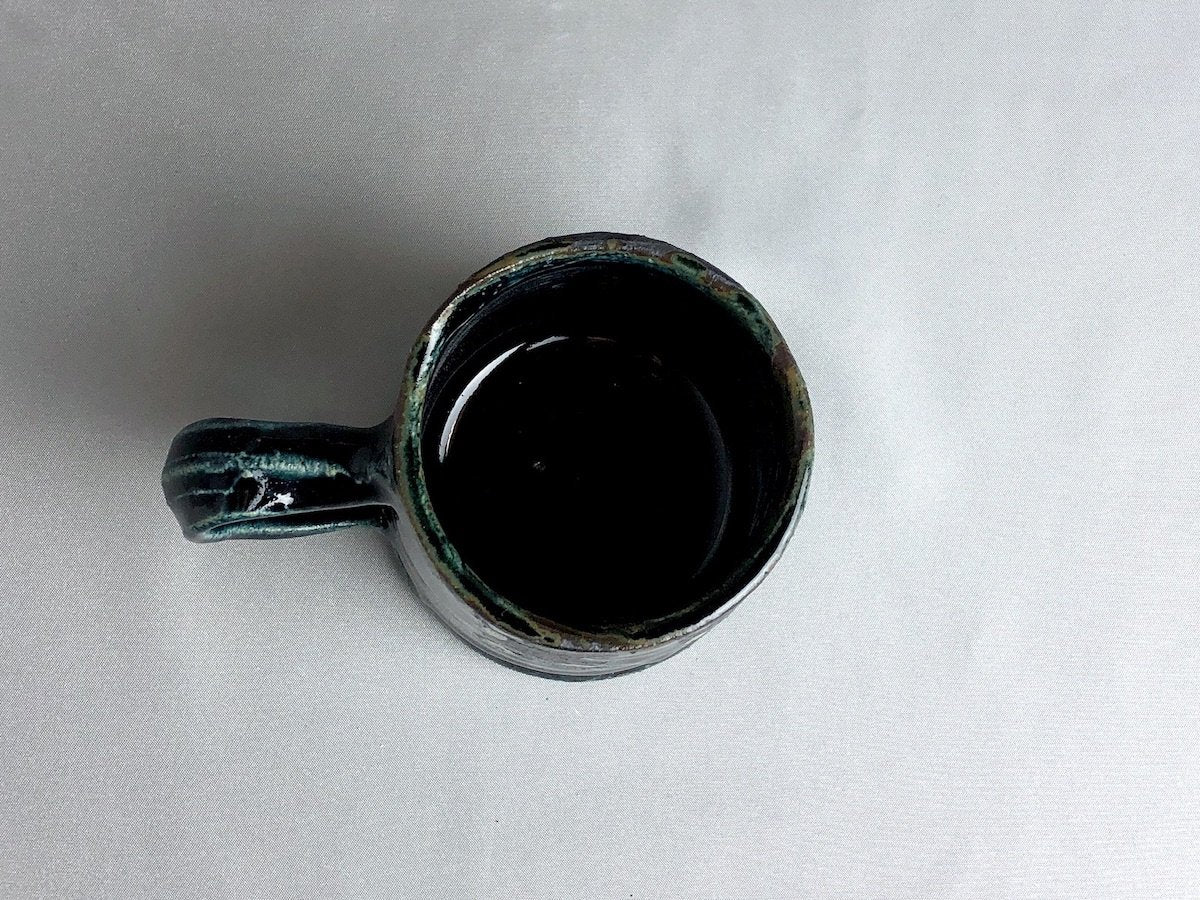 Blue glaze black dot tube mug [Kazuhito Yamamoto]