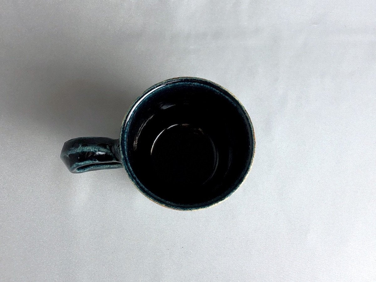 Blue glaze line engraved dot tube mug [Kazuhito Yamamoto]