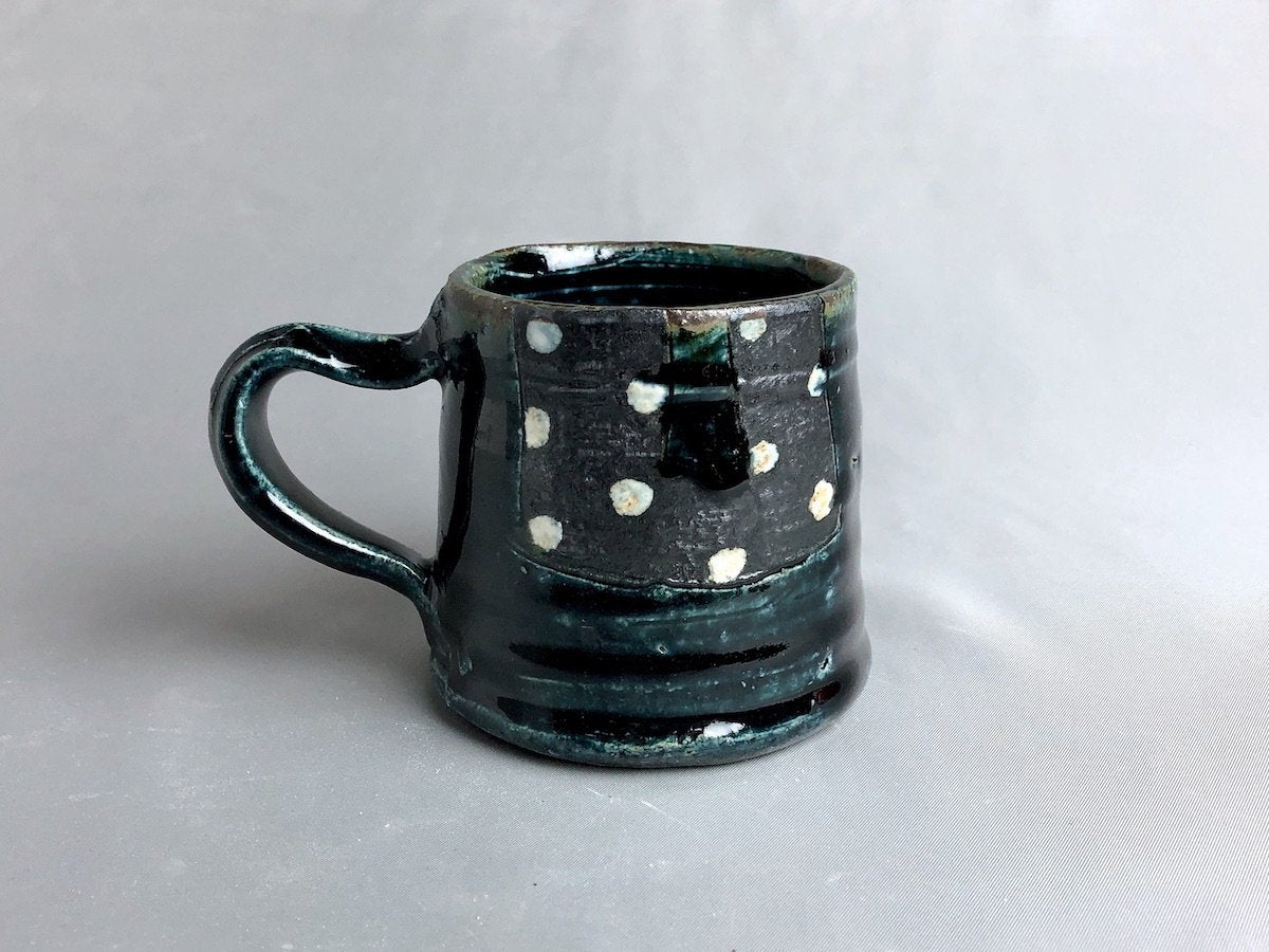 Blue glaze black dot tube mug [Kazuhito Yamamoto]