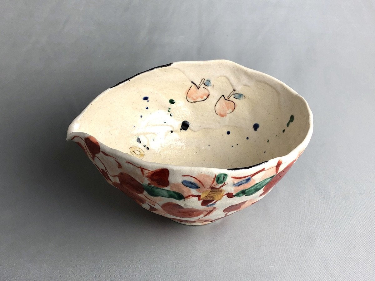 Red picture side dish bowl [Kotomo Suzuki]