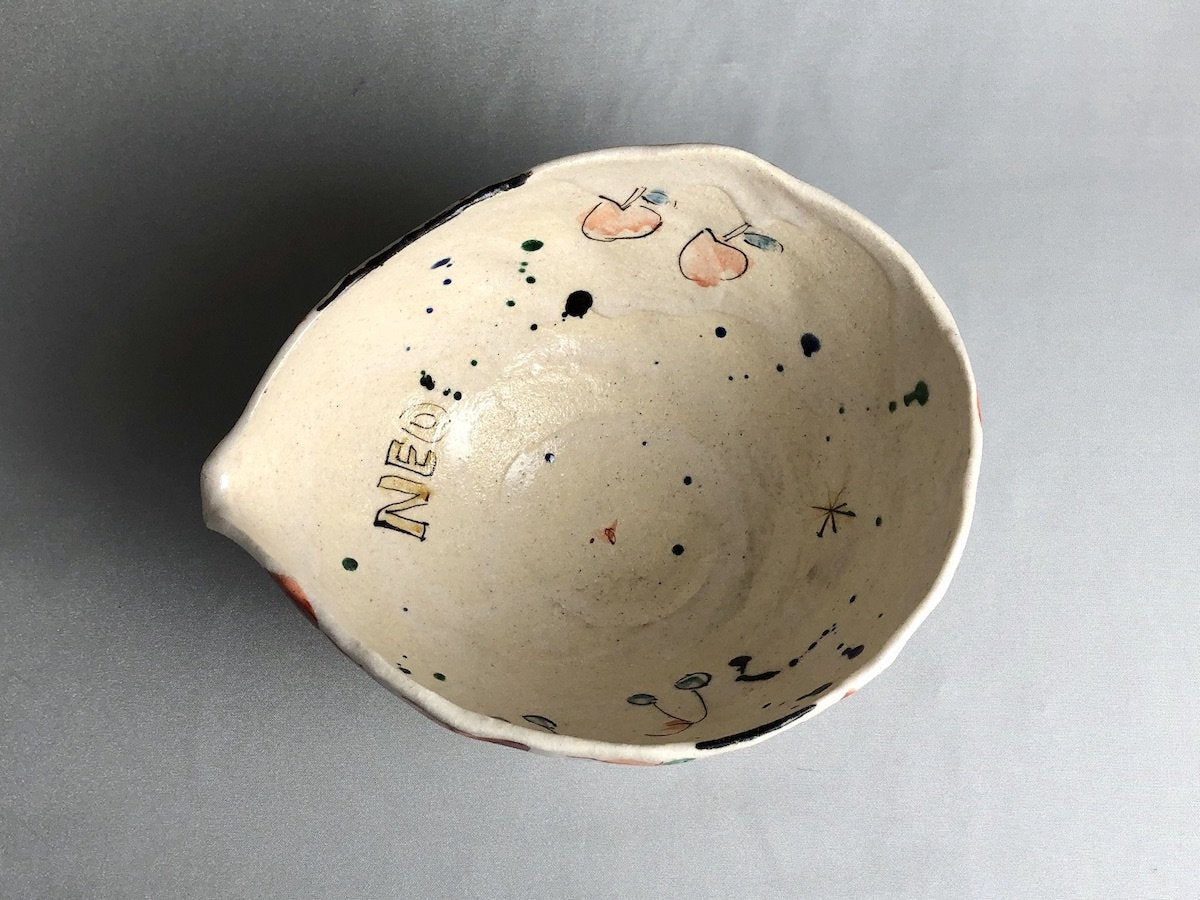 Red picture side dish bowl [Kotomo Suzuki]