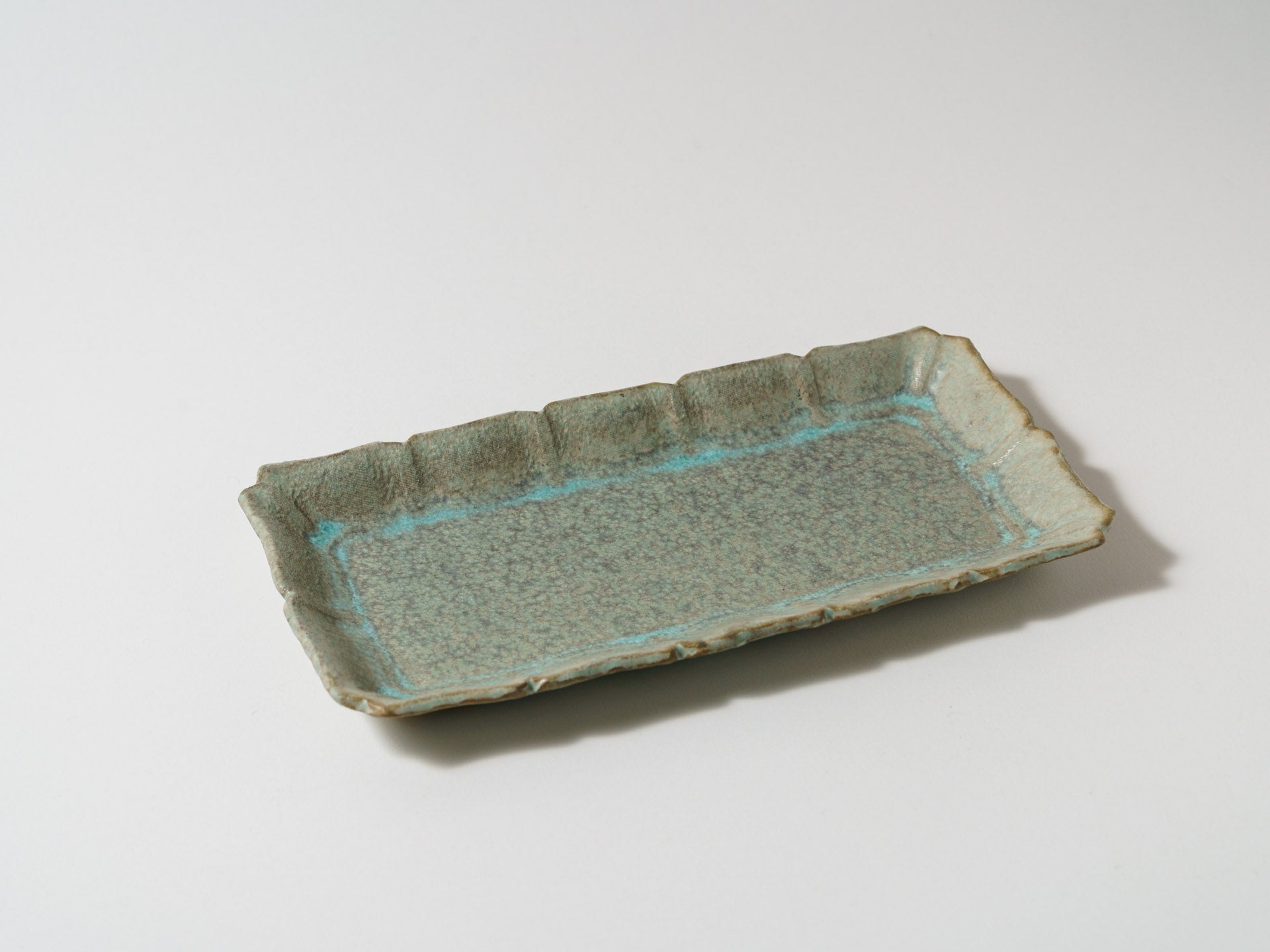 Verdigris long square plate large [Masaki Domoto]