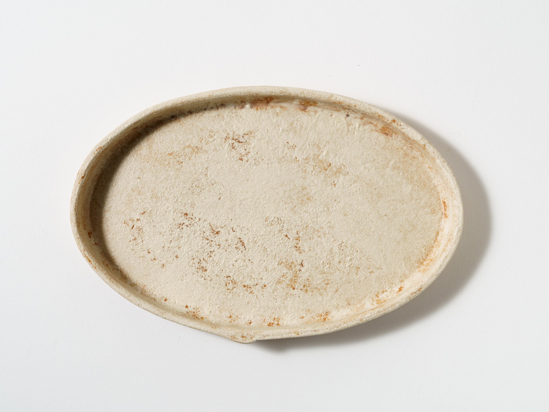 Powdered orange oval plate [Taeko Kajiwara]